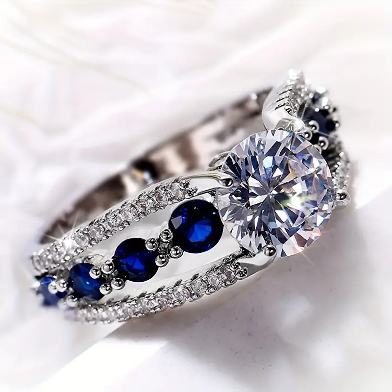Carla® | Vintage Zirconia Blue Silver Ring
