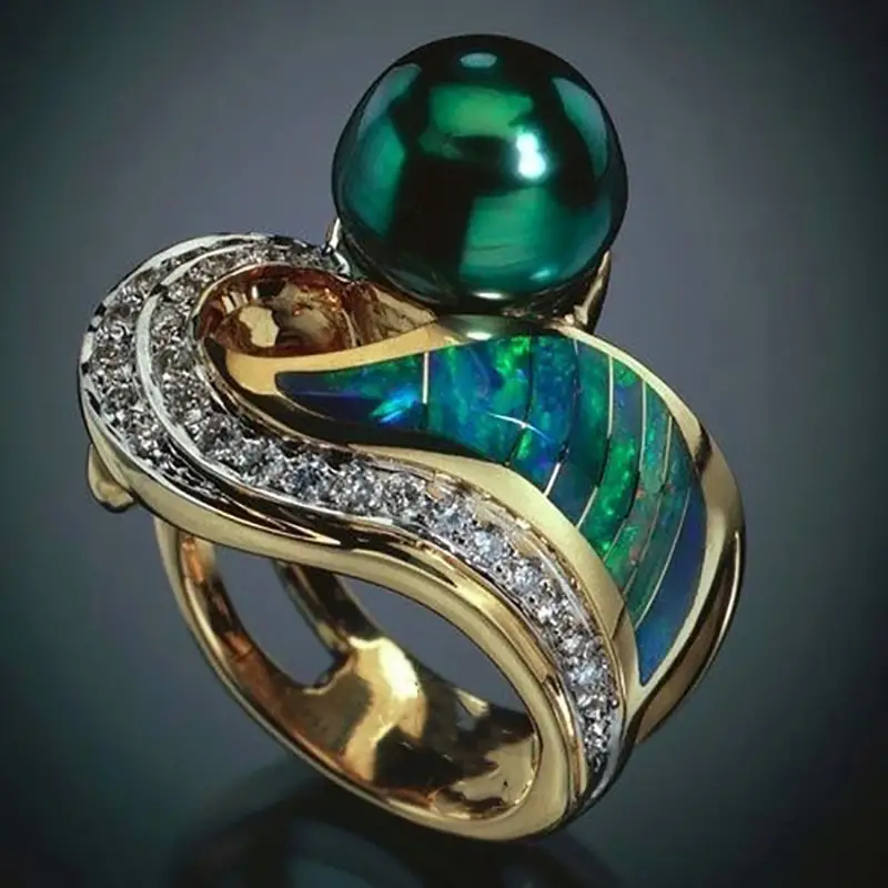 Paola® | Vintage Green Pearl Zirconia Ring