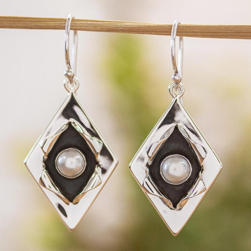 Brooke® | Vintage Inlaid Pearl Silver Earrings