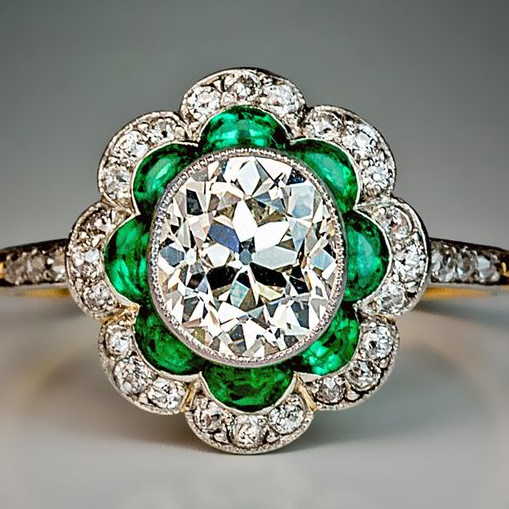 Zulema® | Vintage Golden Emerald Crystal Ring