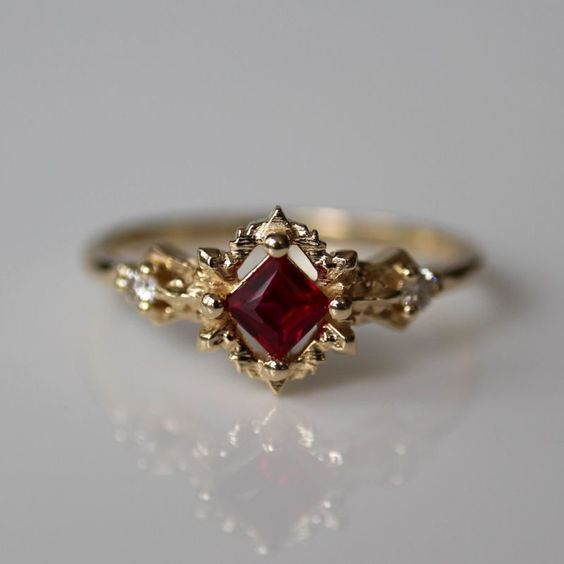 Hana® | Vintage Red Zirconia Gold Ring