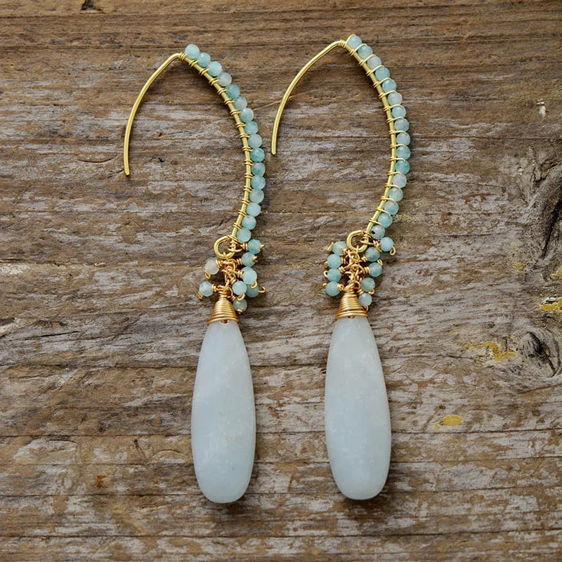 Hana® | Vintage Dangling White Stone Earrings