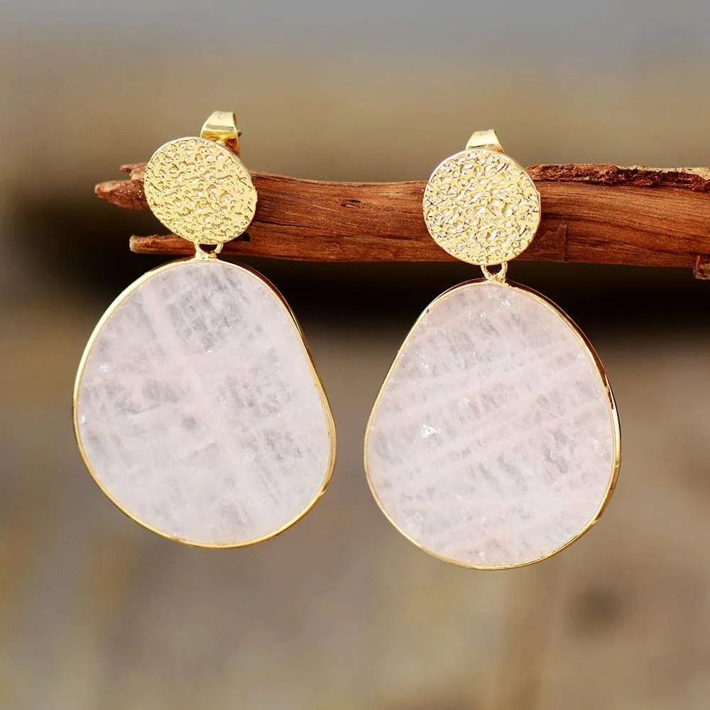 Nicol® | Vintage White Rounded Stone Earrings
