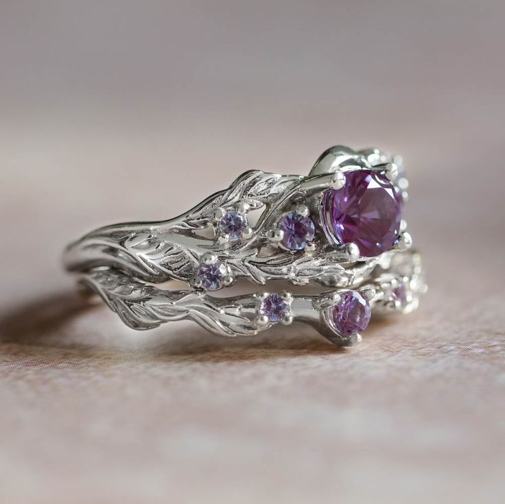 Zirconia® | Vintage Purple Stone Silver Ring