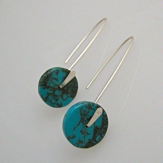 Phoebe® | Vintage Blue Button Dangling Earrings