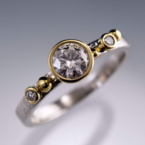 Una® | Vintage Inlaid Glass Golden & Silvered Ring