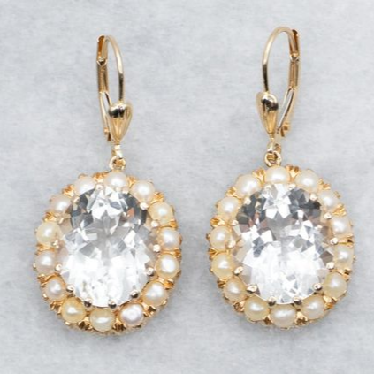Vania® | Vintage Rounded Glass Gold Pearl Earrings