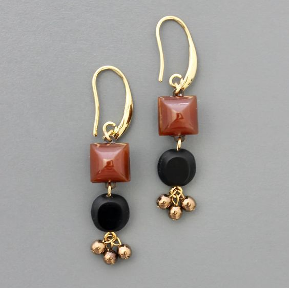 Celeste® | Vintage Black & Red Stones Earrings