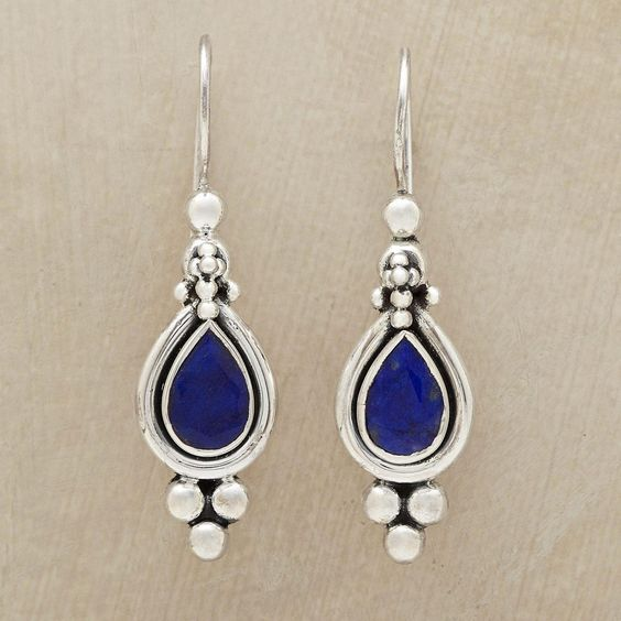 Cintia® | Vintage Dangling Blue Stone Drop Earrings