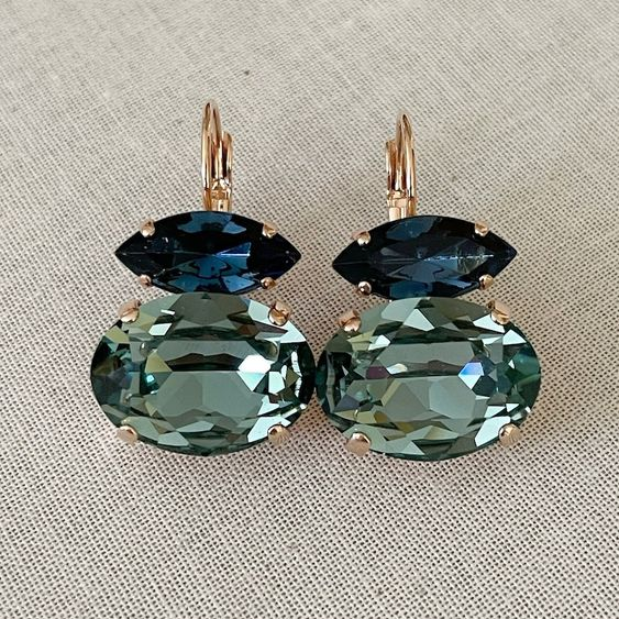 Flavia® | Vintage Green & Blue Glass Earrings