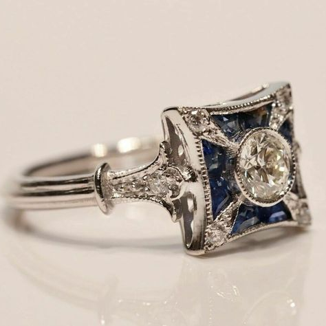 Selena® | Vintage Square Blue Zirconia Ring