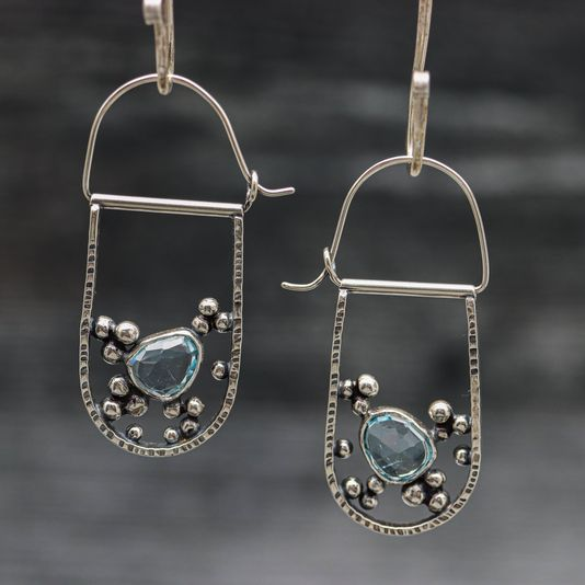 Glenda® | Vintage Dangling Stone Silver Earrings
