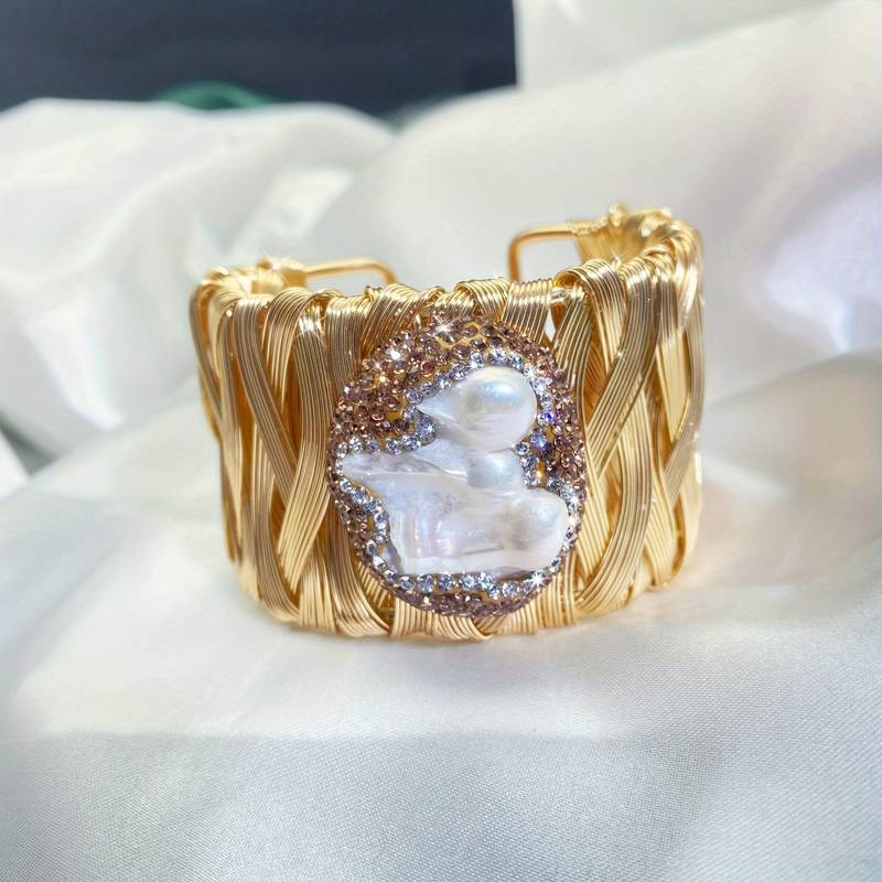 Silvia® | Vintage Gold White Stone Bracelet