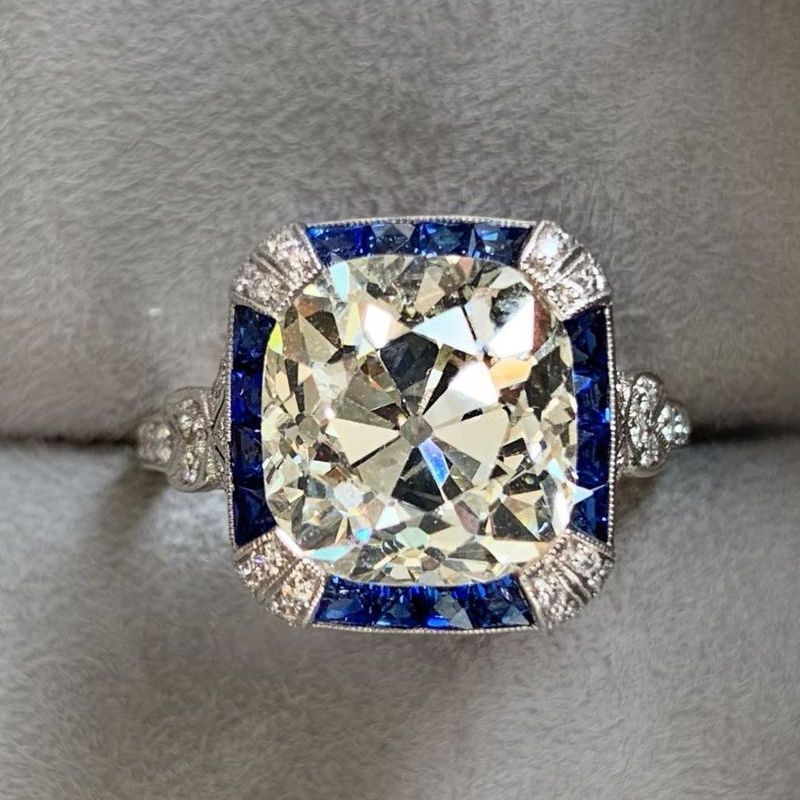 Amara® | Vintage Blue Square Glass Ring