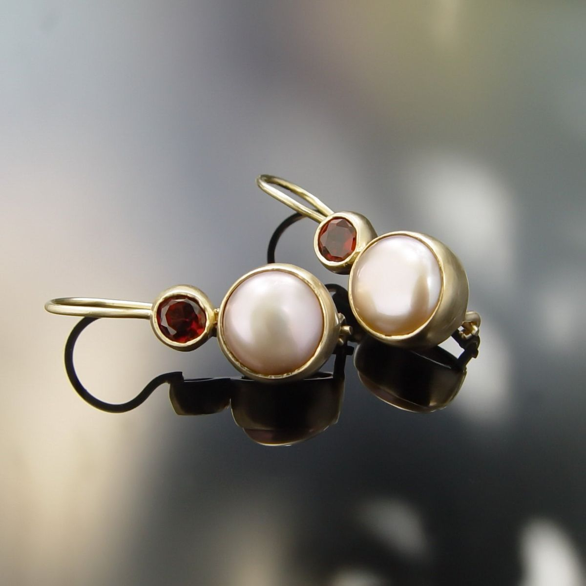 Imogen® | Vintage Pearl & Red Crystal Earrings