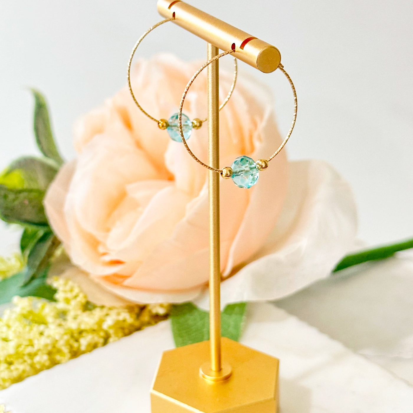 Merced® | Gia Sparkle Hoops With Bead Packet  Gold or Silver