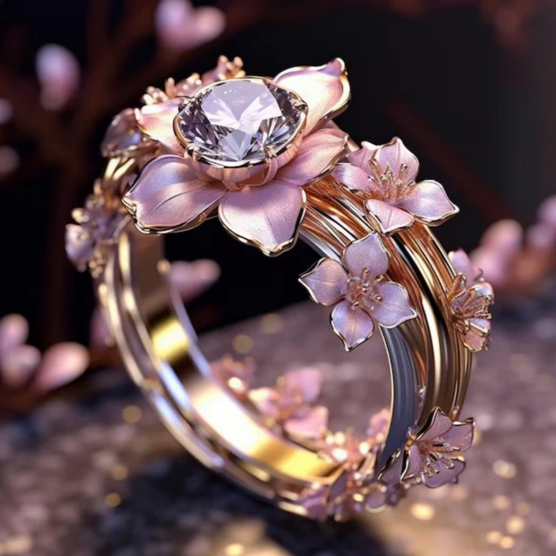 Vera® | Exotic Pink Flower Crystal Ring