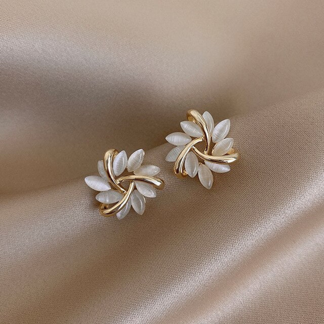 Rita® | Luxury White Opal Earrings in Gold