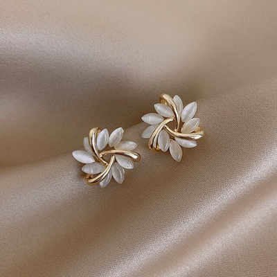 Rita® | Luxury White Opal Earrings in Gold