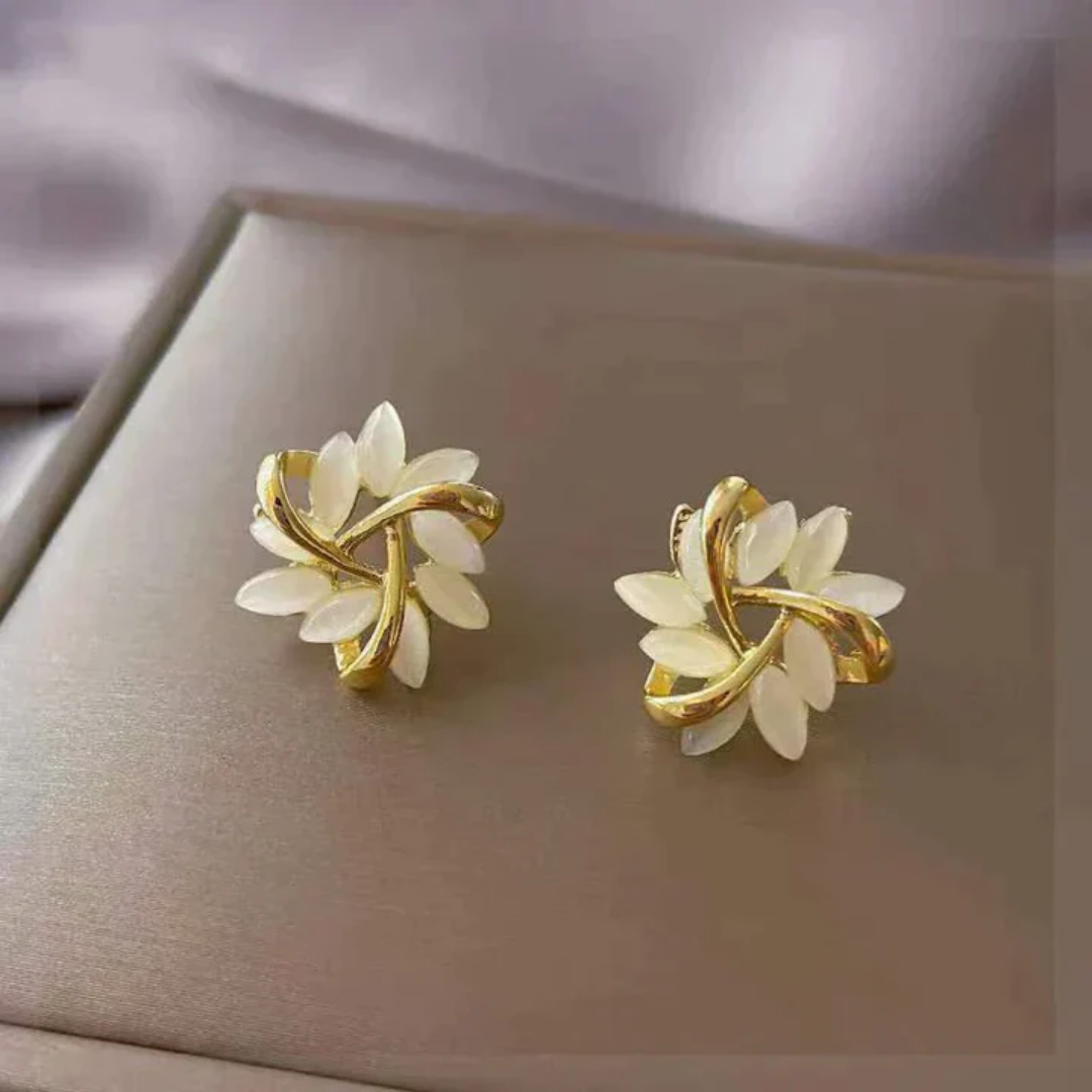 Rita® | Luxury White Opal Earrings in Gold