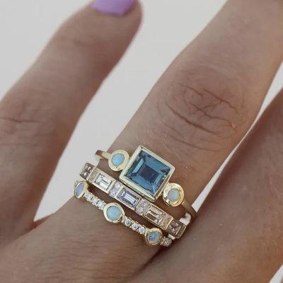 Selene® | Vintage Blue Crystal Ring Set