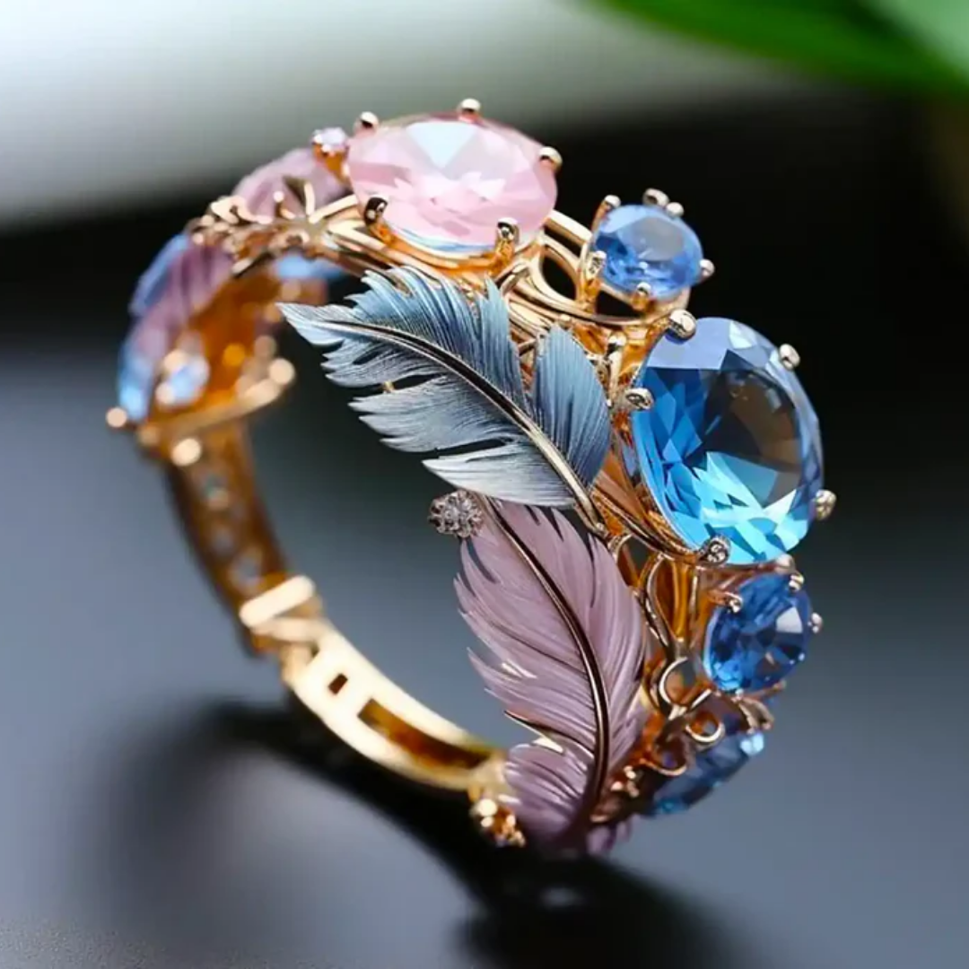 Susana® | Vintage Exotic Feather Crystal Ring