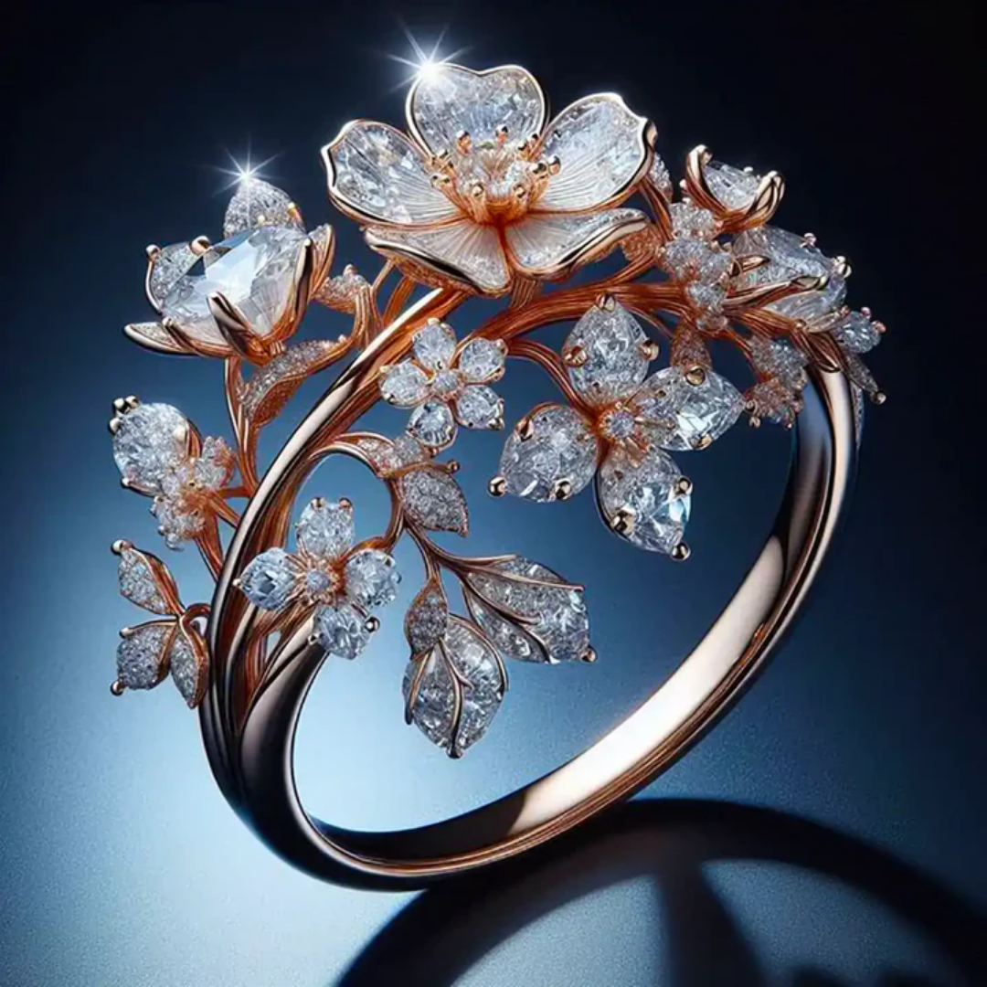 Viviana® | Bright Crystal Blossom Ring