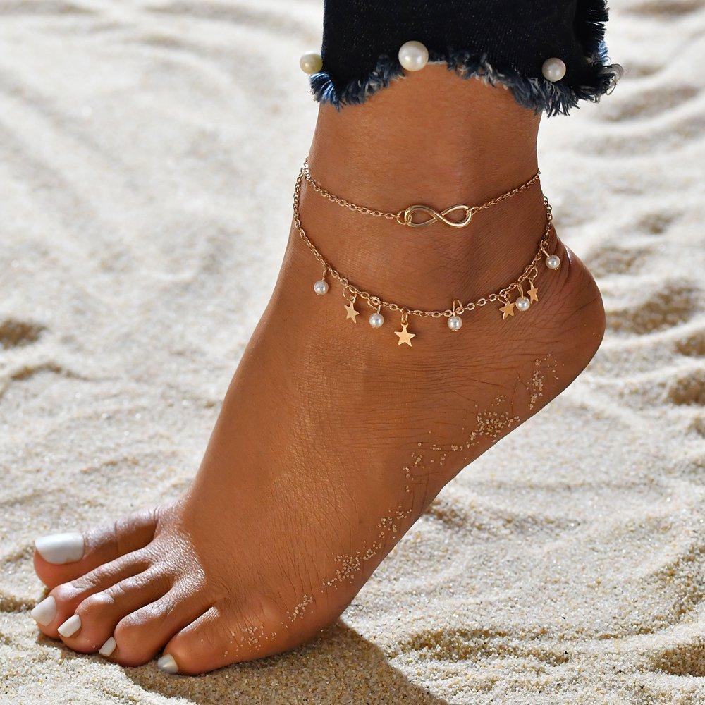 Elvia® | Infinity Anklet Bracelet + Pearls and Stars