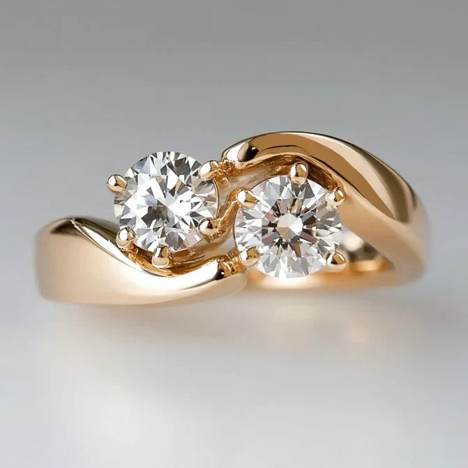 Katia® | Vintage Wavy Zirconia Gold Ring